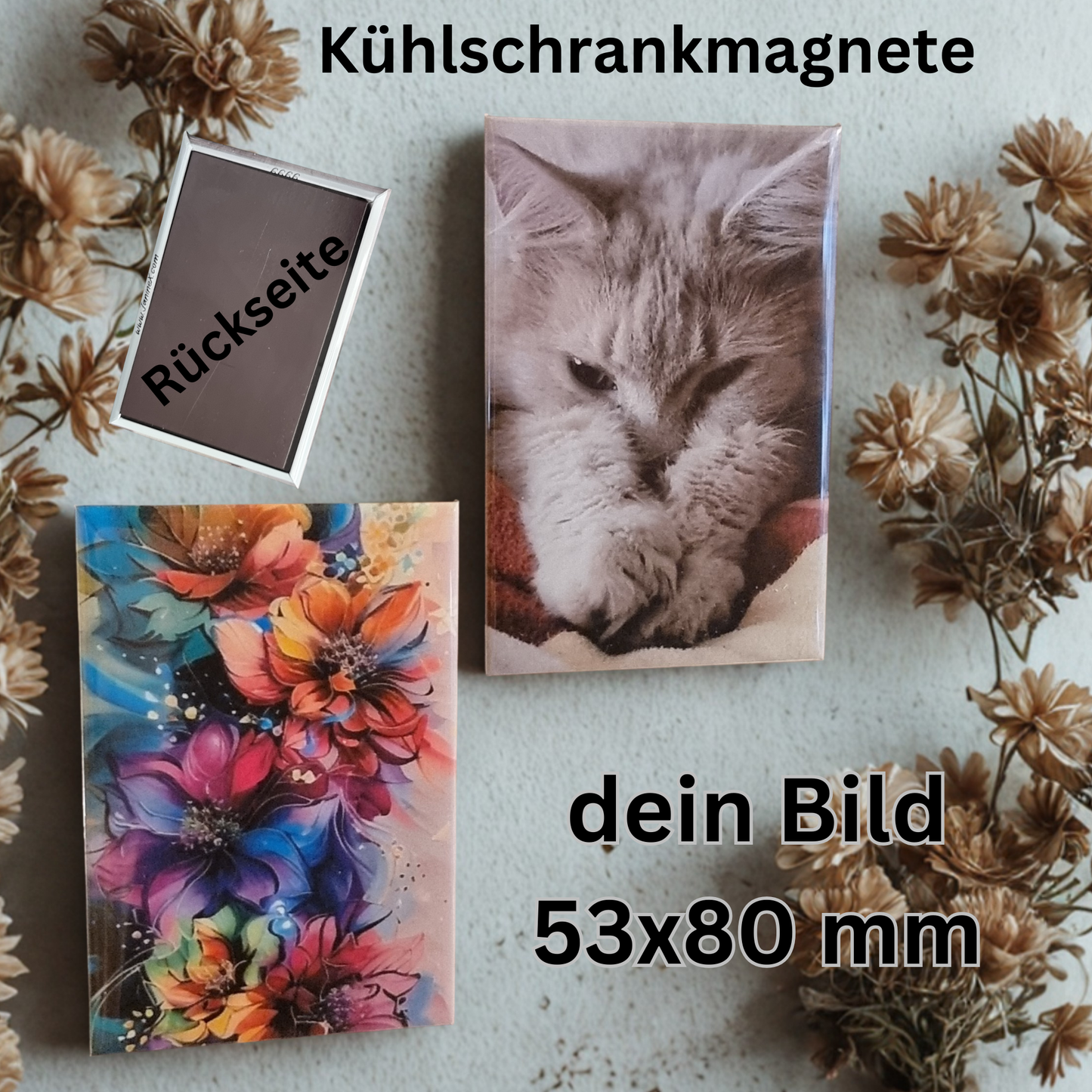 Kühlschrank Magent mit deinem BILD in 53x80 mm - 4 Stück