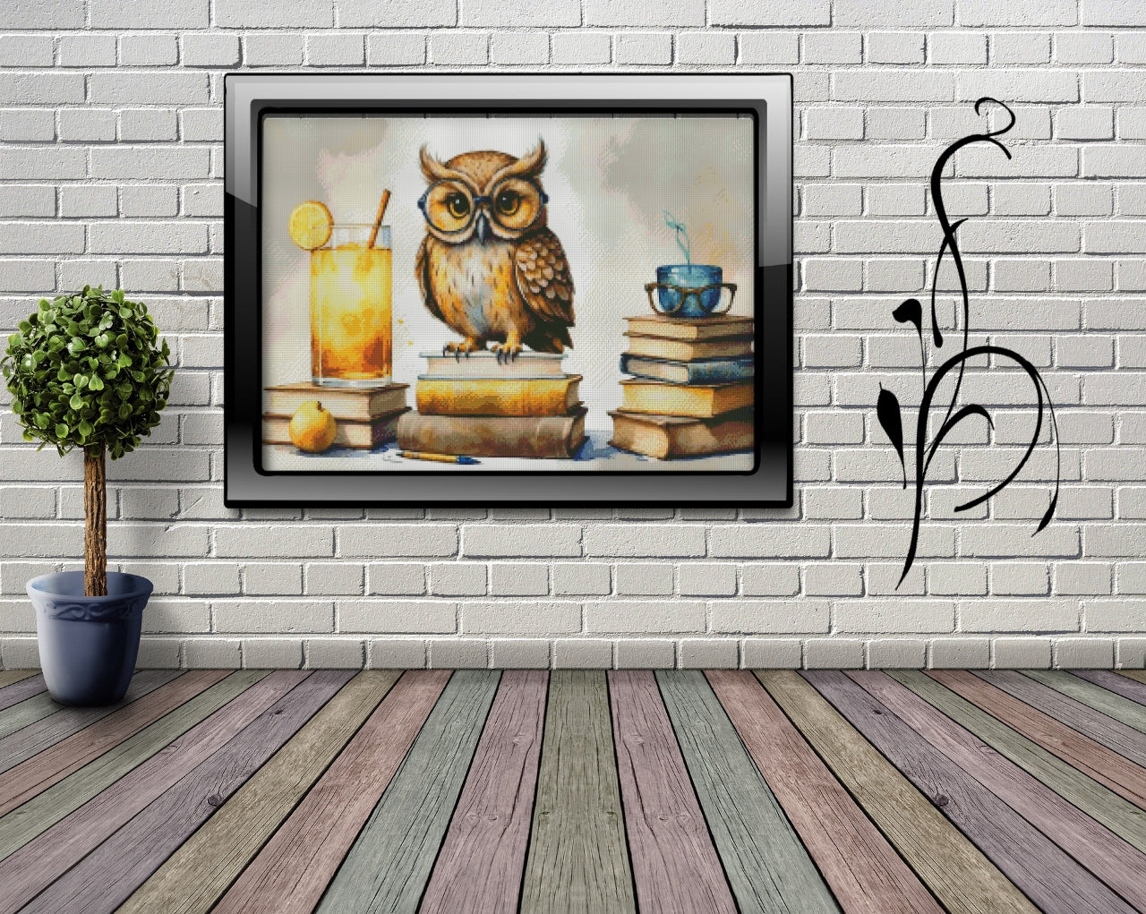 Diamond Painting Bild MIT eckigen Steine - lizenziert "Bücher Eule"