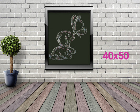 Diamond Painting Leinwand ECKIG ohne Steine  - David Pucher Art "Hund mit Ballon"