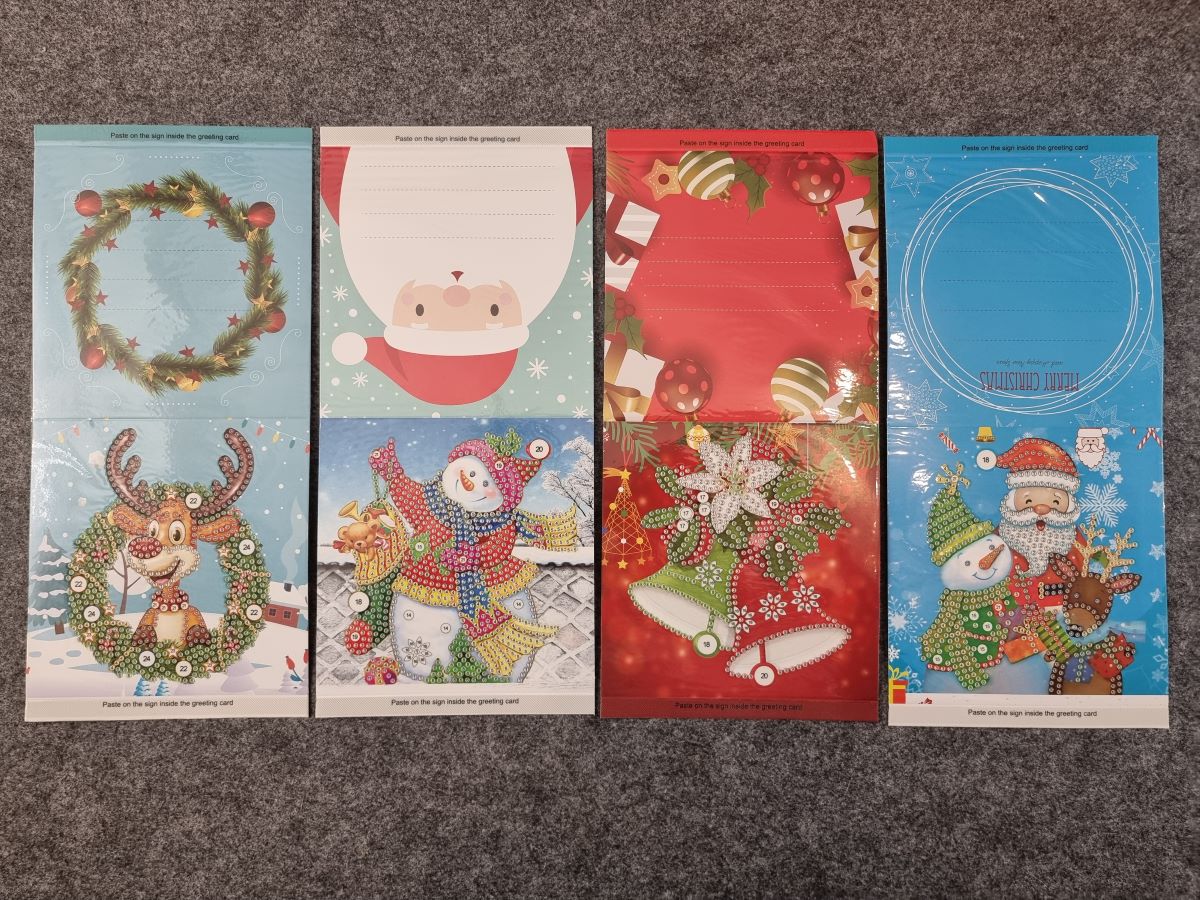 Diamond Painting Karten für Weihnachten - 8 Stück mit 8 Innenkarten