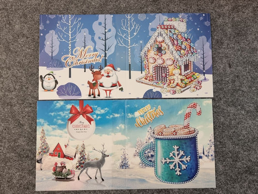 Diamond Painting Karten für Weihnachten - 8 Stück mit 8 Innenkarten