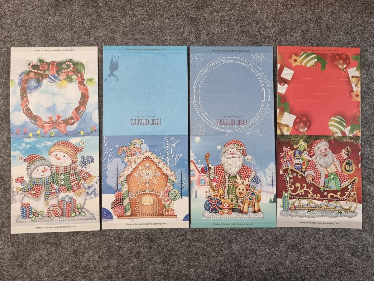 Diamond Painting Karten für Weihnachten - 8 Stück mit 8 Innenkarten