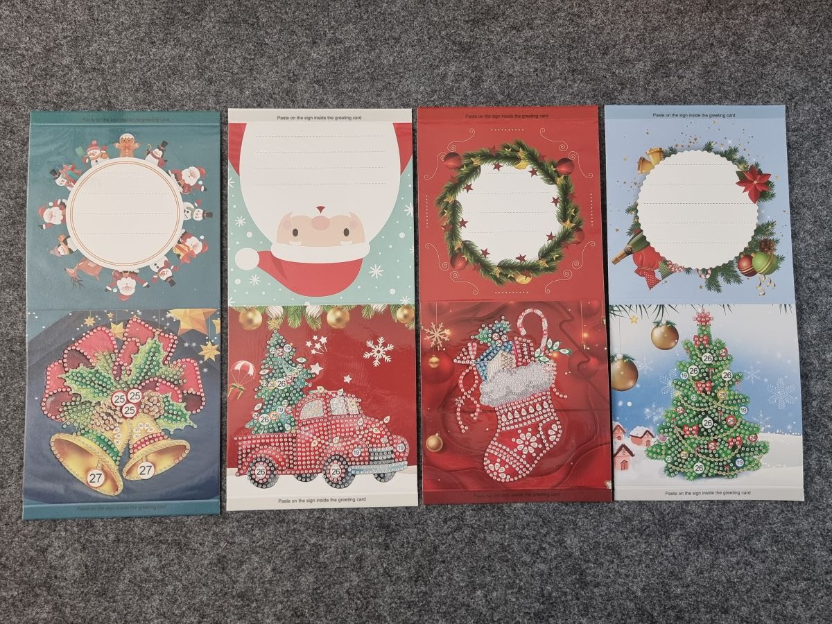 Diamond Painting Karten für Weihnachten - 8 Stück mit 8 Innenkarten