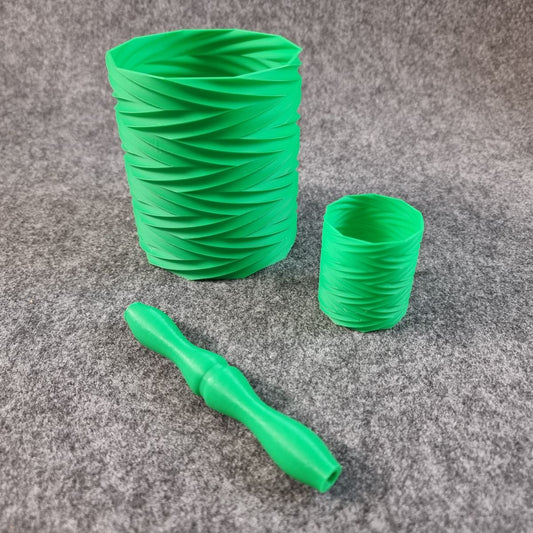SET Stiftebecher & Mülli im Riffledesign & 3D Stift M - grün