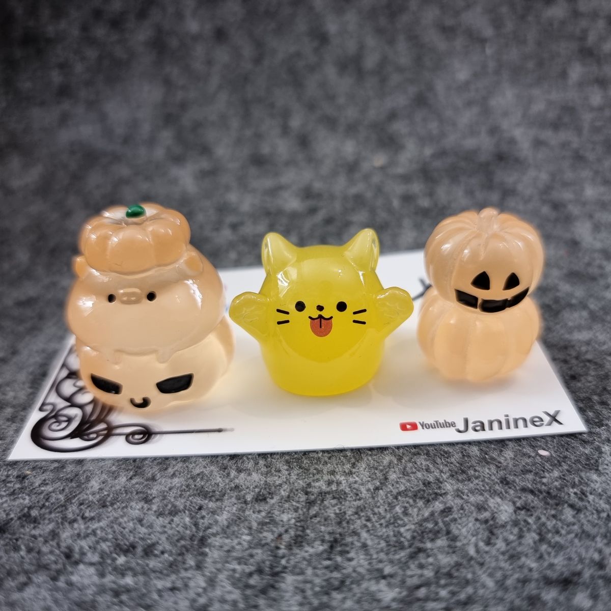 Magnet Cover Minder #207 - 3D 3er Set - Halloween Kürbis und Katzengeist - orange/gelb