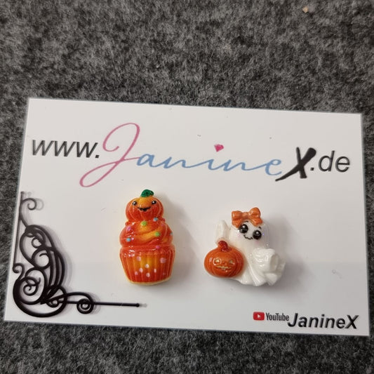 Doppelpack Magnet Cover Minder #223 - Halloween minis - Kürbis und Geist