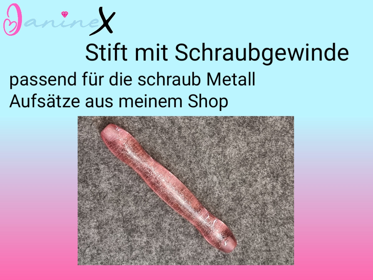 ergonomischer Diamond Painting Stift (Schraubgewinde) - rosa/apricot Glitzer - breiter Stift