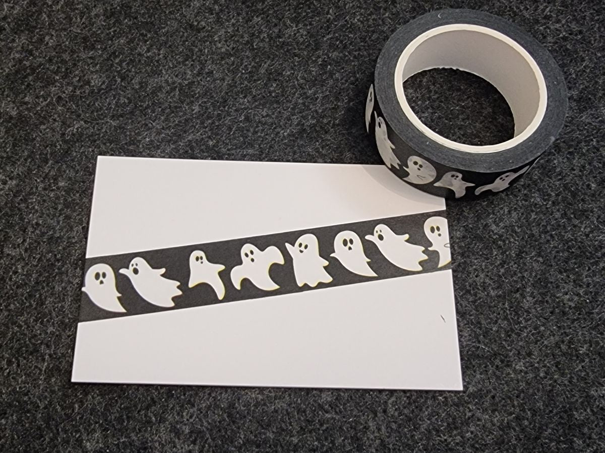 Diamond Painting Washi Tape 15 mm / Abklebeband #32 - Halloween Geister schwarz/weiß