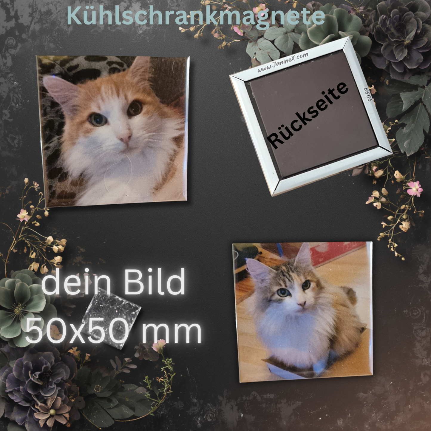 Kühlschrank Magent mit deinem BILD in 50x50 mm - 1 Stück