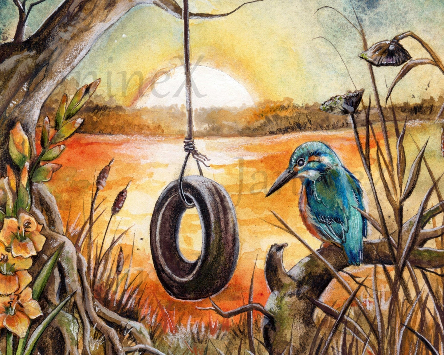 Diamond Painting Bild MIT eckigen Steine - Harena`s Artwork "Eisvogel"