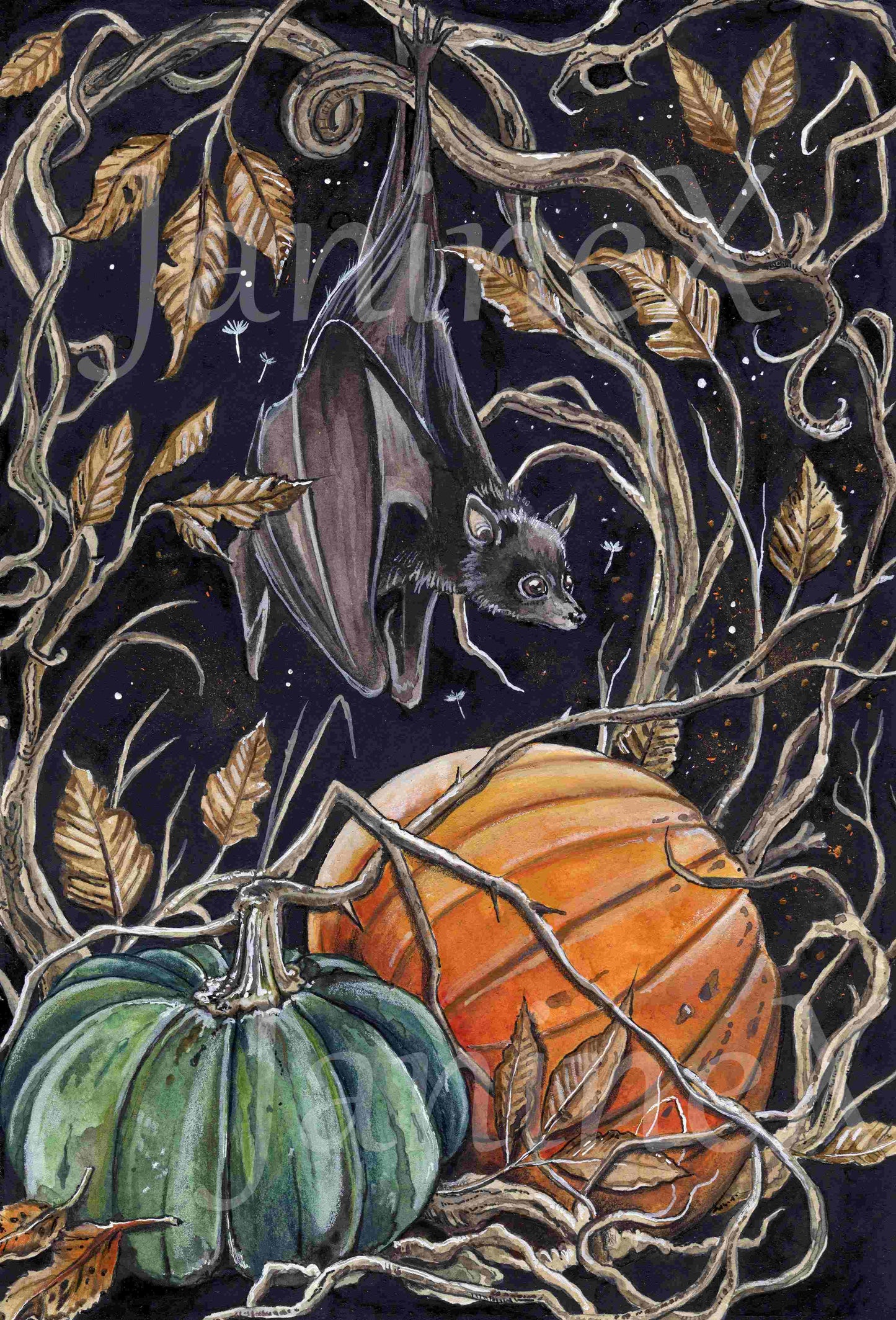 Diamond Painting Bild MIT runden Steine - Harena`s Artwork "Fledermaus"