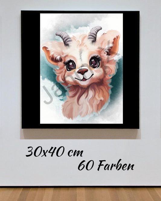Diamond Painting Bild MIT runden Steine  - Zee Art "Lupinchen das Böckchen"
