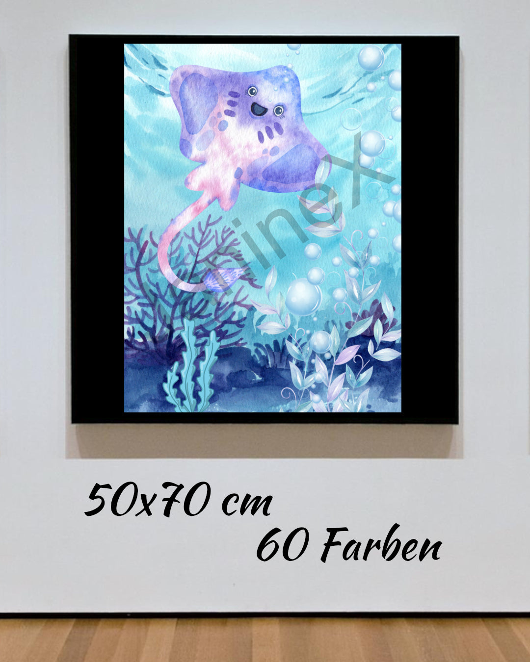 Diamond Painting Bild MIT eckigen Steine  - lizenziert "Valentin der Rochen" 50x70