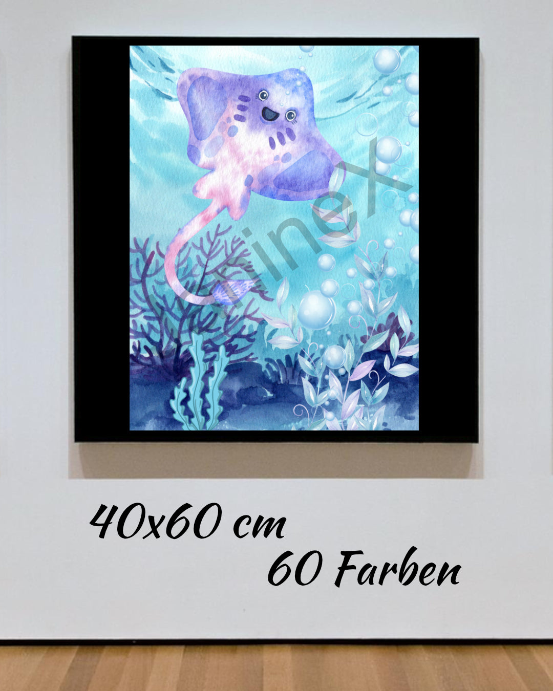Diamond Painting Bild MIT eckigen Steine  - lizenziert "Valentin der Rochen" 40x60