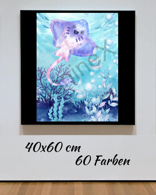 Diamond Painting Bild MIT eckigen Steine  - lizenziert "Valentin der Rochen" 40x60