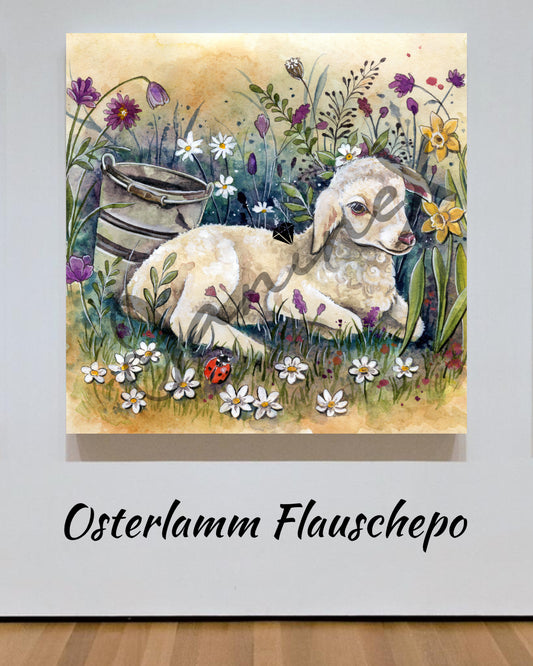 Diamond Painting Leinwand ECKIG ohne Steine - Harena`s Artwork "Lämmchen Flauschepo" verschiedene Varianten