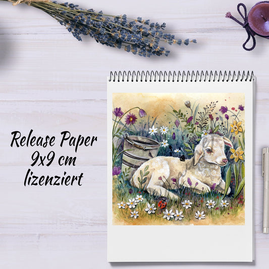 Diamond Painting Motiv Release Paper Harena`s Artwork "Lämmchen Flauschepo" 8 Stück in 9x9 cm