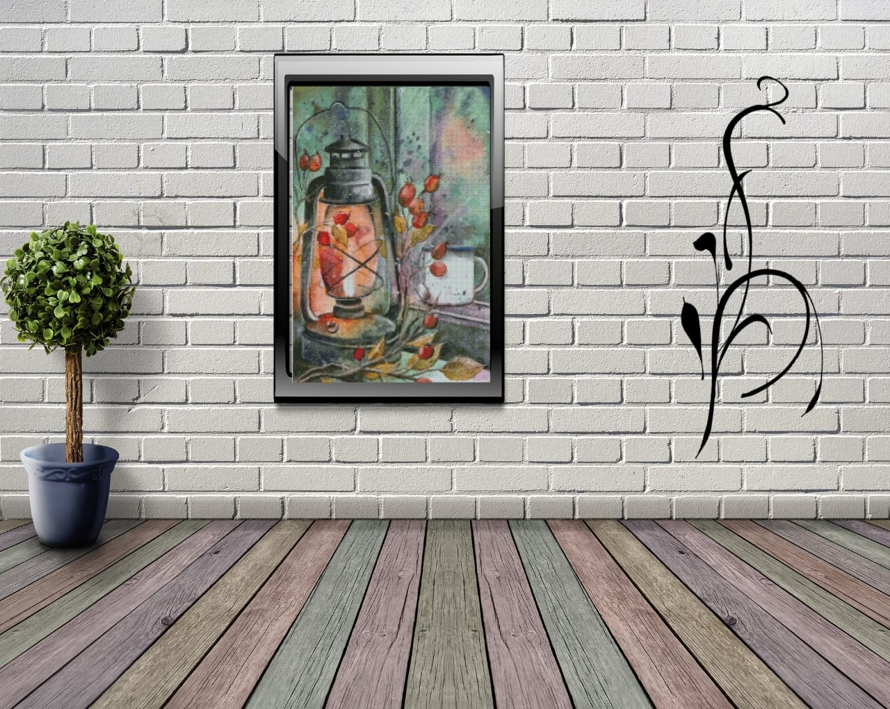 Diamond Painting Leinwand RUND ohne Steine - Harena`s Artwork "Hagebutten"
