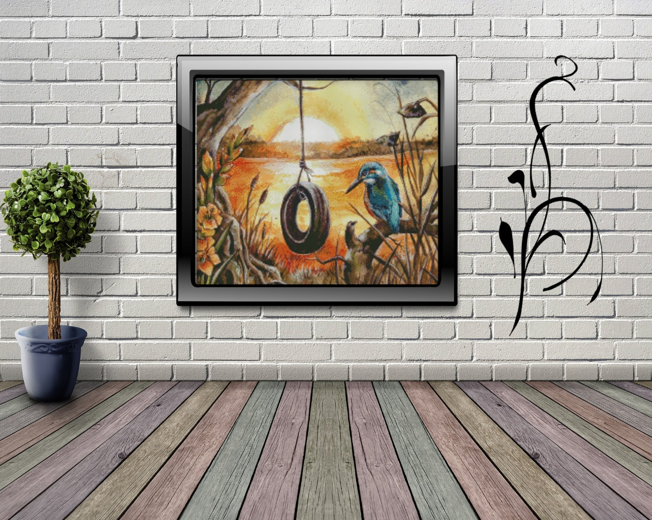 Diamond Painting Bild MIT eckigen Steine - Harena`s Artwork "Eisvogel"