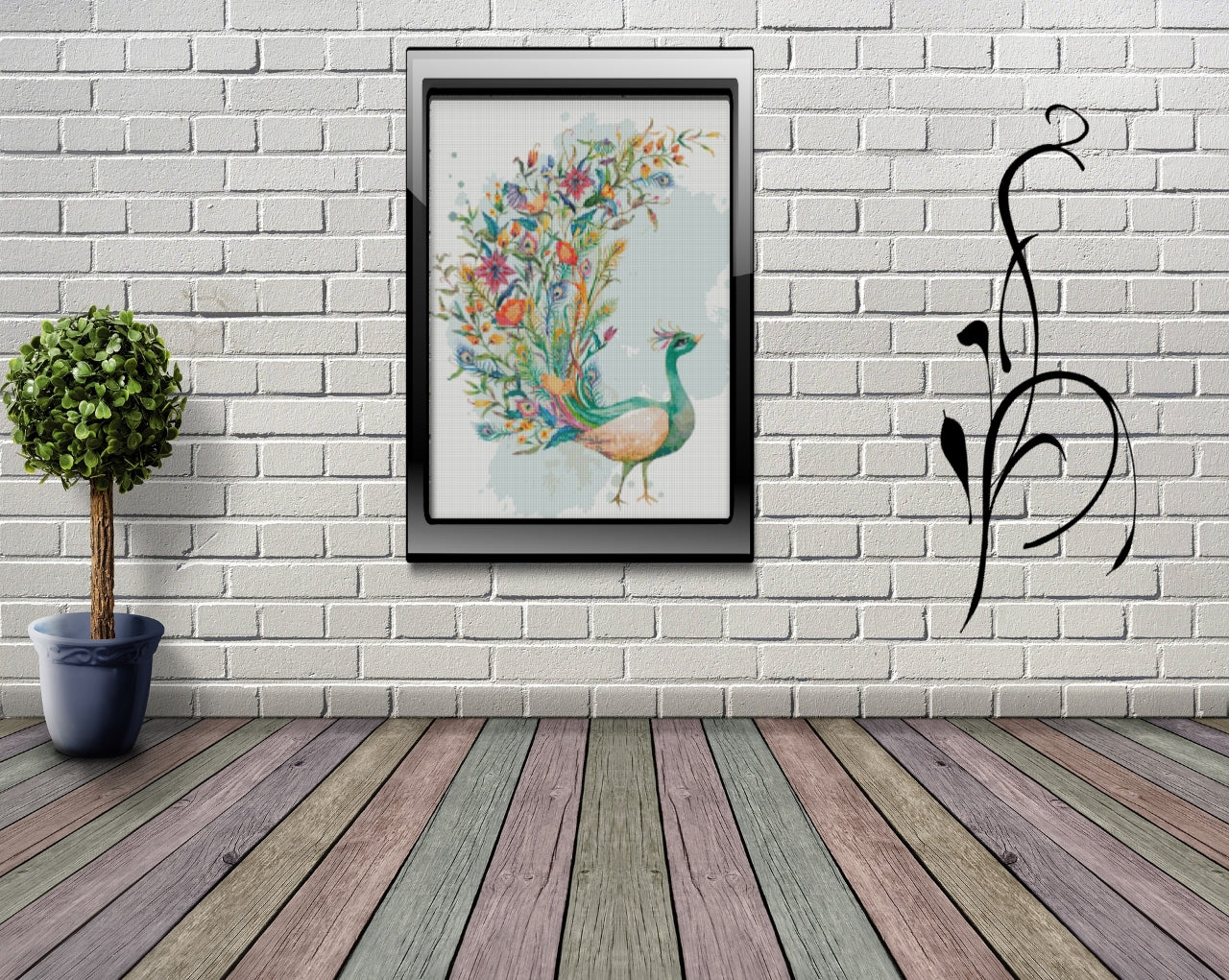 Diamond Painting Leinwand ECKIG ohne Steine - lizenziert "Pfau"