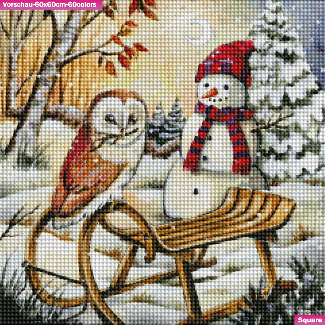VORBESTELLUNG Diamond Painting MIT eckigen Steine JX-0041 - Harena`s Artwork "Eule im Schnee"