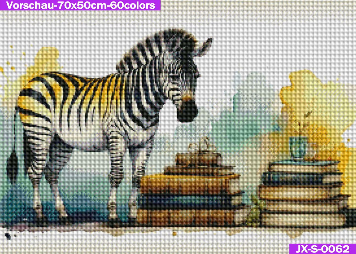 Vorbestellung - Diamond Painting Bild JX-0062 - lizenziert "Bücher Zebra" wähle deine Variante