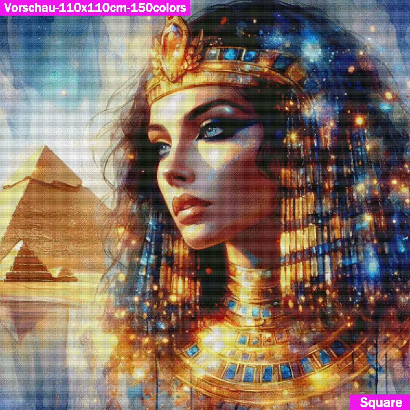 SOFORTKAUF Diamond Painting ECKIG mit Steine JXA-007 110x110 mit 150 Farben - ägyptische Queen Amara
