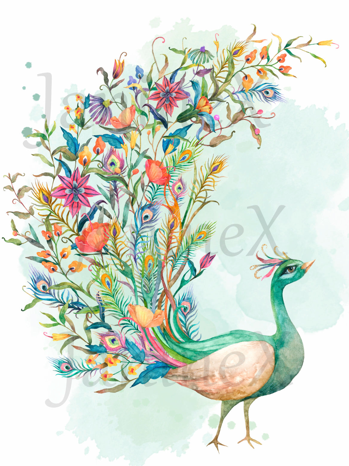 Diamond Painting Leinwand ECKIG ohne Steine - lizenziert "Pfau"
