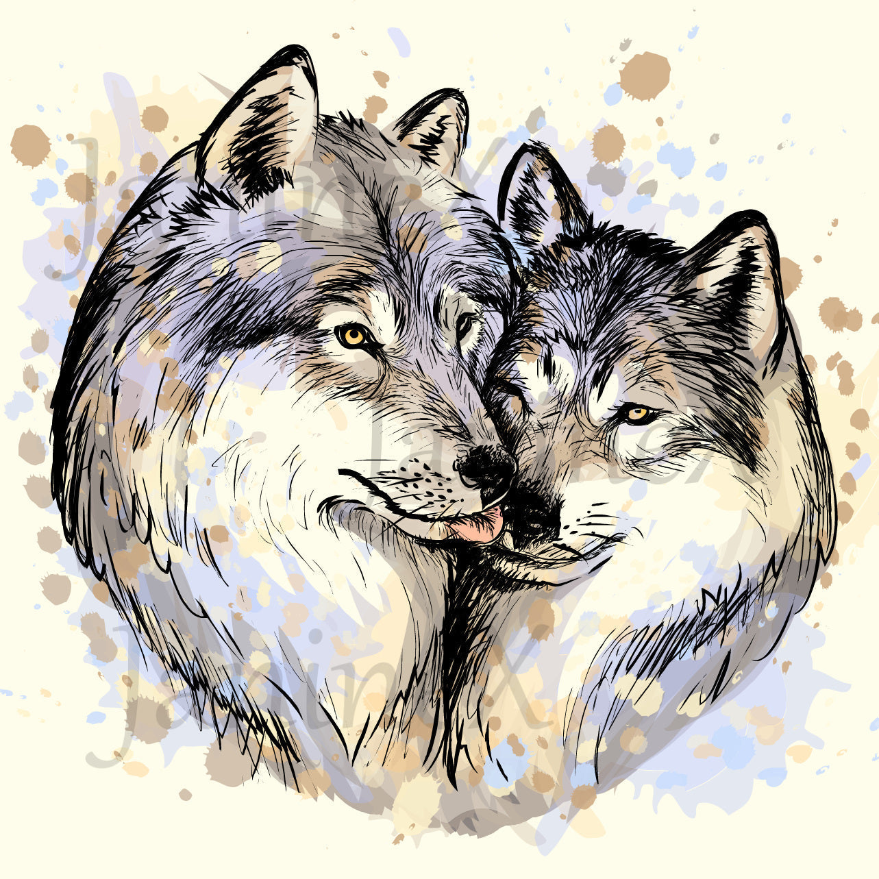 Diamond Painting Bild MIT runden Steine - lizenziert "Wolfsliebe"