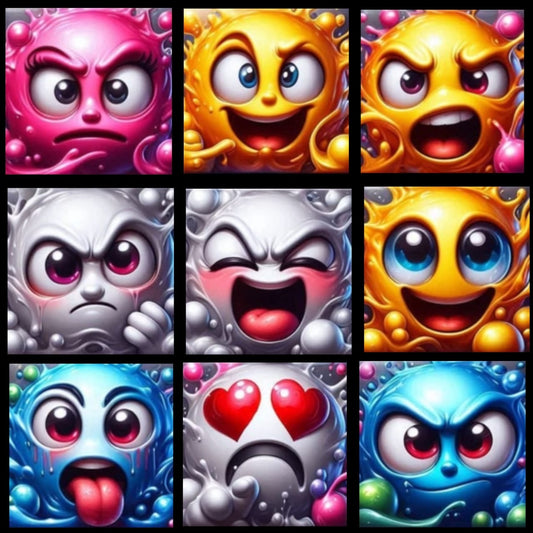 Diamond Painting Bild JXA-010 bis JXA-018 - 9 Motive für Crazy Faces