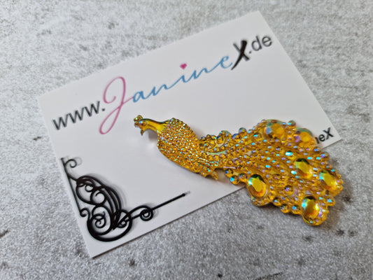 Folienmagnet #116 - gelbgoldener Glitzer Pfau