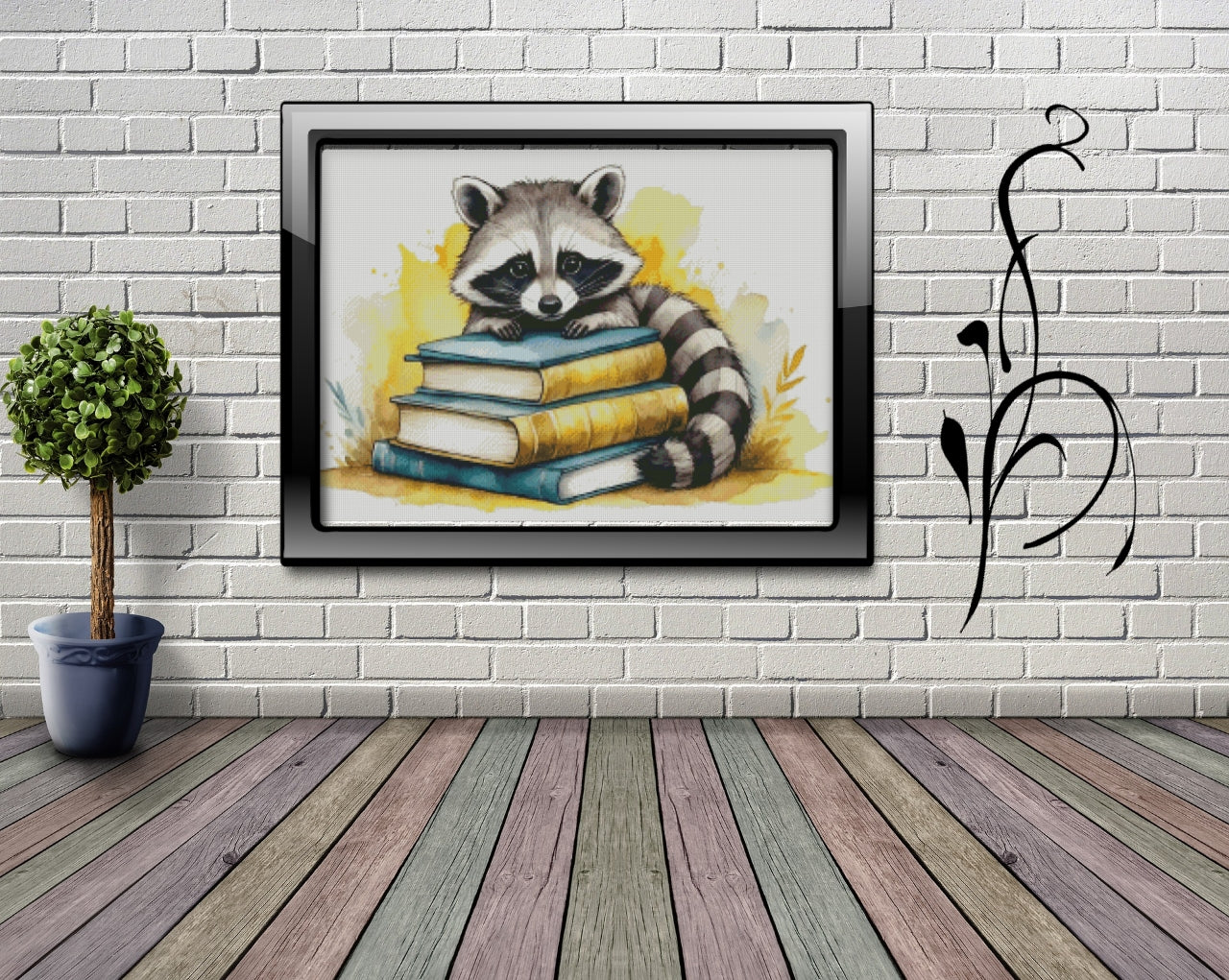 B-WARE Diamond Painting Bild MIT eckigen Steine  - lizenziert "Bücher Waschbär"