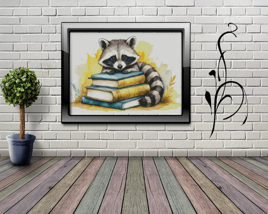 B-WARE Diamond Painting Bild MIT eckigen Steine  - lizenziert "Bücher Waschbär"