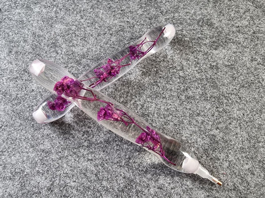 ergonomischer Diamond Painting Stift mit Blumen lila