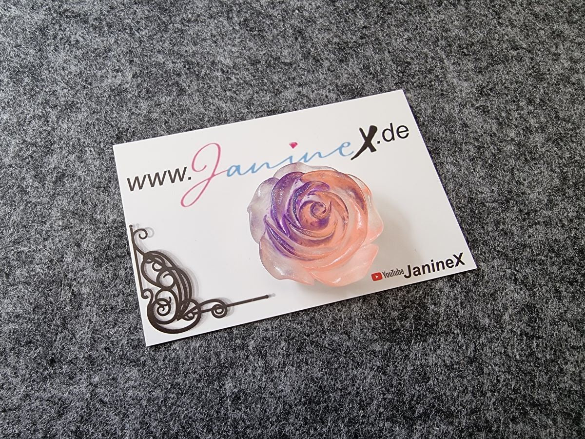 Folienmagnet #016 Rose -rosa-blau mit Glitzer