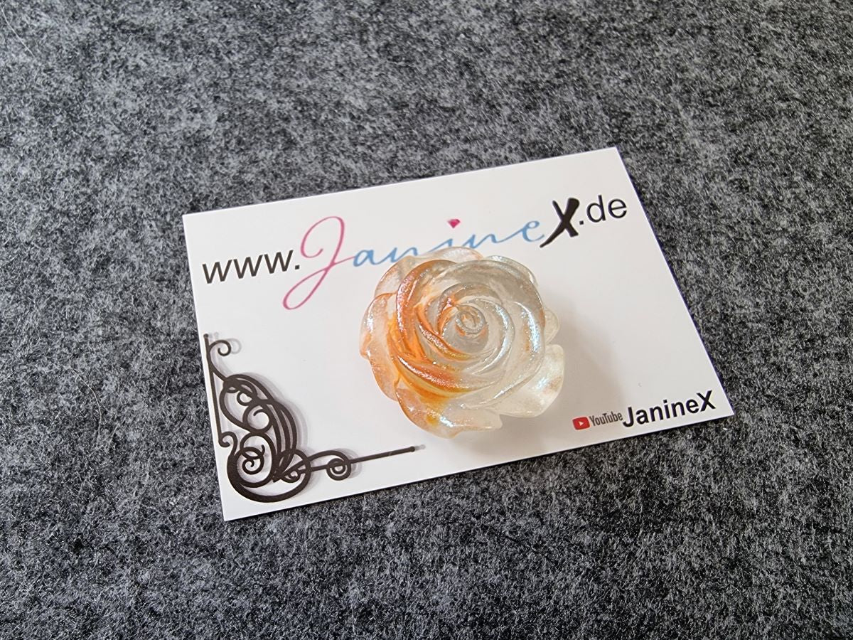 Folienmagnet #014 Rose - transparent orange mit Glitzer