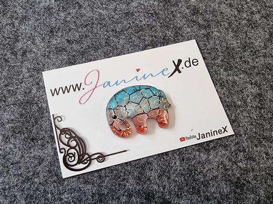 Folienmagnet #018 - Elefant rot-blau