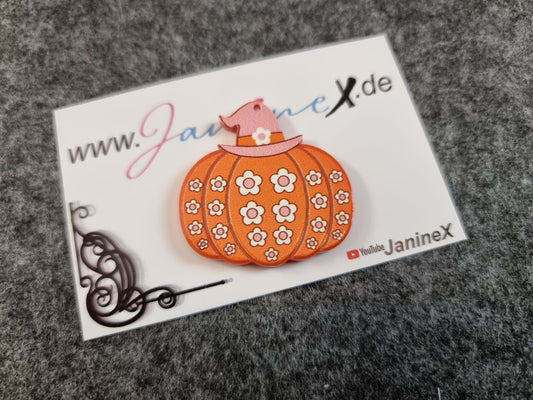 Folienmagnet Halloween #902 - Kürbis mit Blümchen