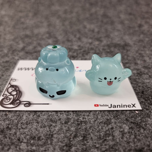 Magnet Cover Minder #211 - 3D 2er Set - Halloween Kürbis und Katzengeist - blau