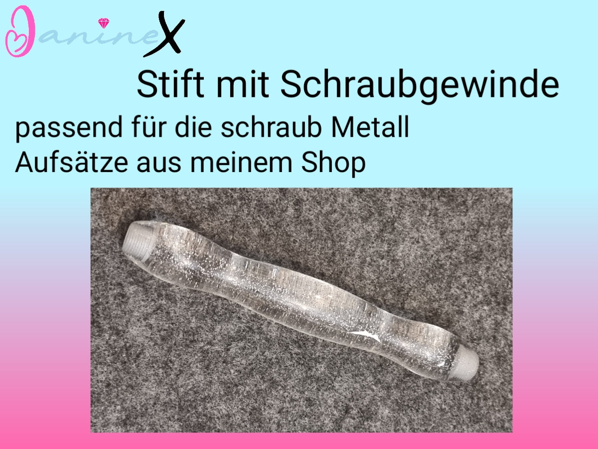 ergonomischer Diamond Painting Stift (Schraubgewinde) - durchsichtig Glitzer - breiter Stift