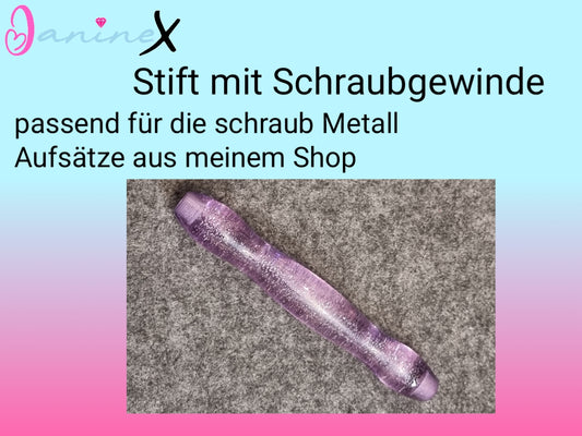 ergonomischer Diamond Painting Stift (Schraubgewinde) - lila Glitzer - breiter Stift