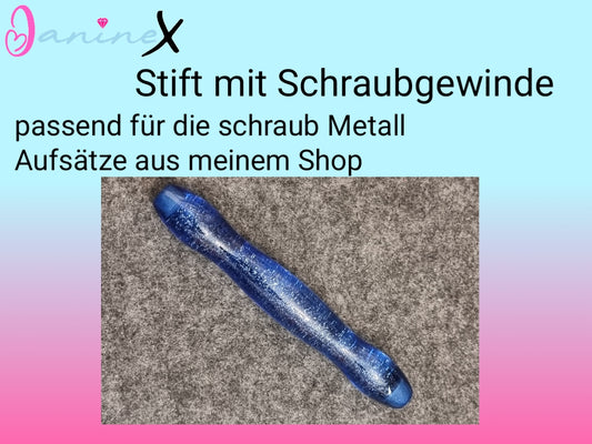 ergonomischer Diamond Painting Stift (Schraubgewinde) - blau Glitzer - breiter Stift