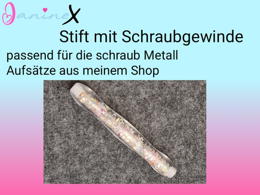 ergonomischer Diamond Painting Stift (Schraubgewinde) - weiss nachtleuchtend - breiter Stift