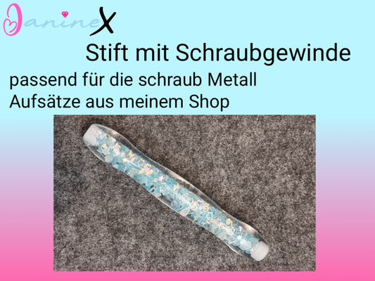 ergonomischer Diamond Painting Stift (Schraubgewinde) - blau nachtleuchtend - breiter Stift