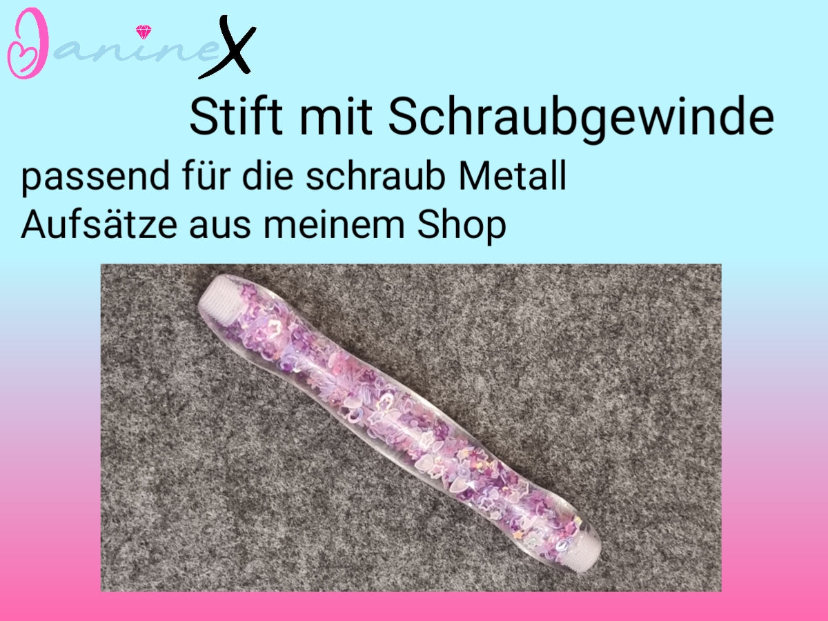 ergonomischer Diamond Painting Stift (Schraubgewinde) - lila nachtleuchtend - breiter Stift