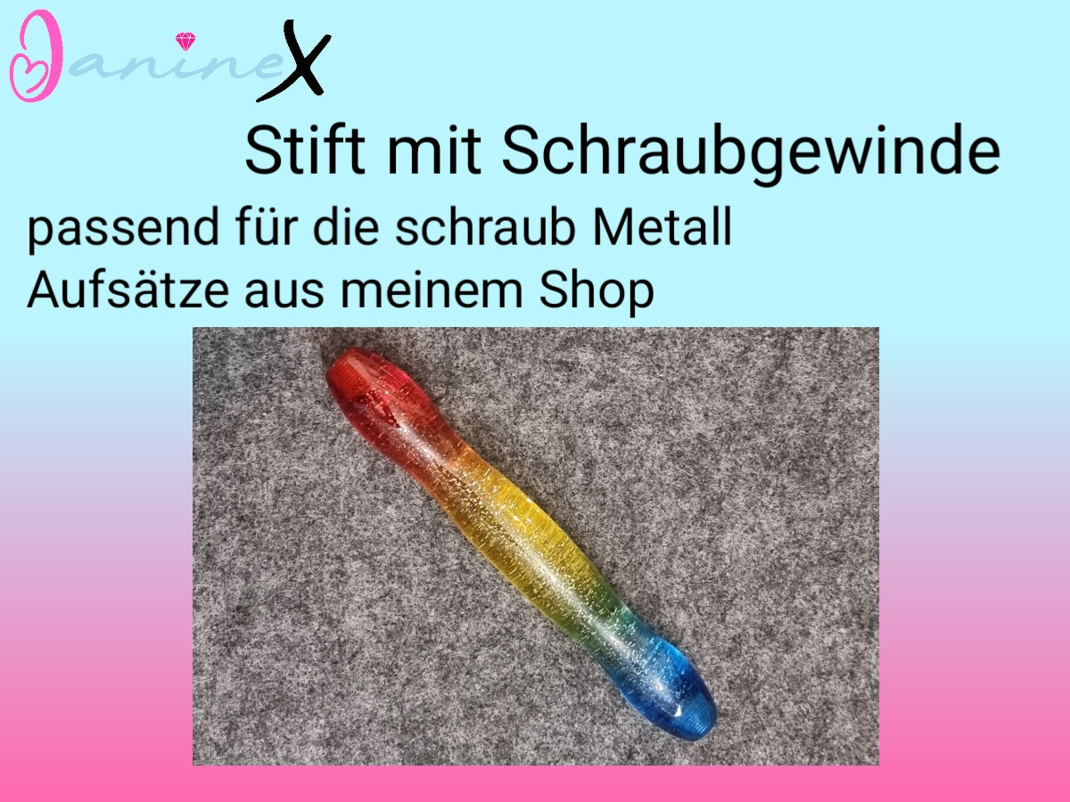 ergonomischer Diamond Painting Stift (Schraubgewinde) - bunt Verlauf Glitzer - breiter Stift