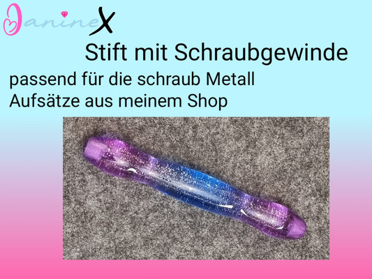 ergonomischer Diamond Painting Stift (Schraubgewinde) - blau/lila Verlauf Glitzer - breiter Stift