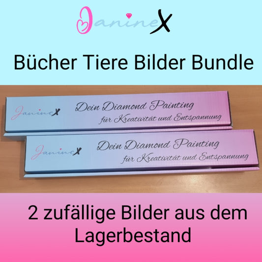 SOFORTKAUF - Diamond Painting Bilder BOX Thema "Büchertiere" 2 Stück in 50x70