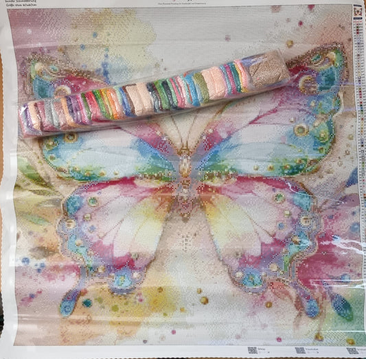 SOFORTKAUF Diamond Painting ECKIG JXA-023 - 60x60 full Sondersteine - 86 von 90 Farben fairy dust - bunter Schmetterling