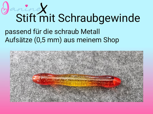 ergonomischer Diamond Painting Stift (Schraubgewinde) - gelb/orange Glitzer Verlauf - breiter Stift